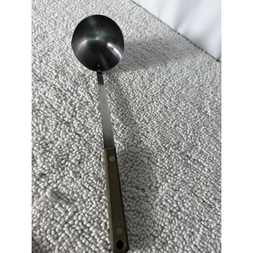 Ekco‎ Flint Stainless Steel Soup Ladle Vintage USA Wood Look Handle 12.5 Inch